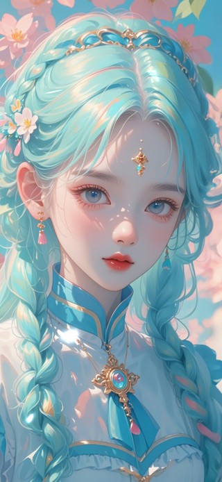 4K 蓝色长发女孩