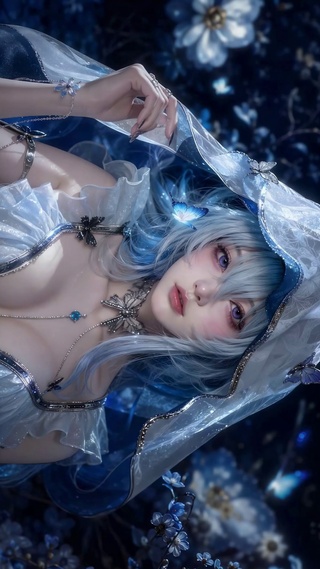 蓝发梦幻少女动态壁纸