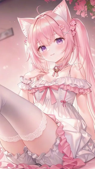 白丝粉发猫娘