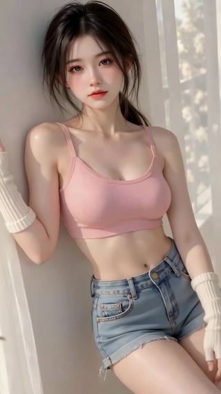 暖阳窗边的清纯美少女