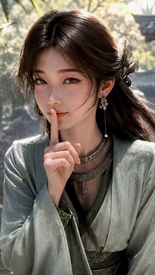 古风竹林清雅美女