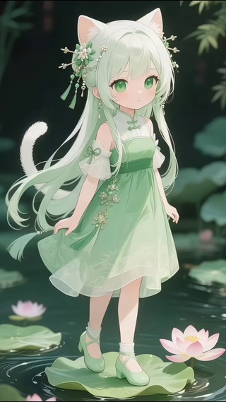 夏季荷花猫耳少女