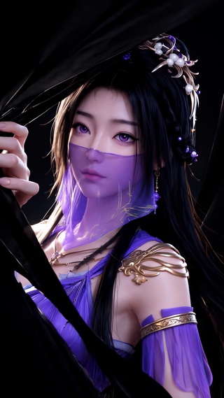 紫衣美人掀开屏幕