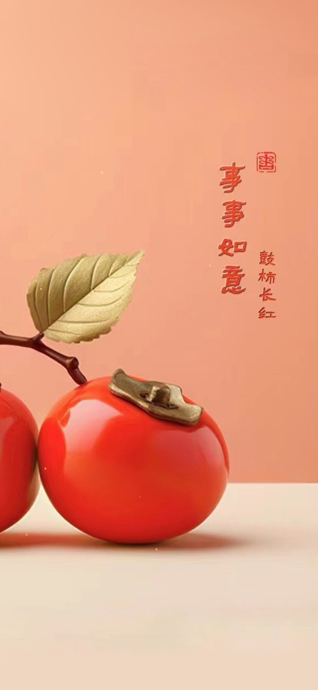 事事如意 柿子