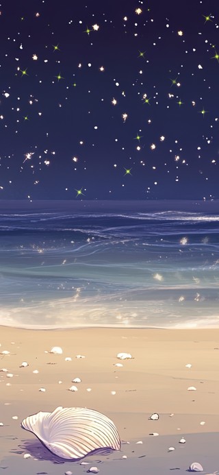 星空下的贝壳海滩