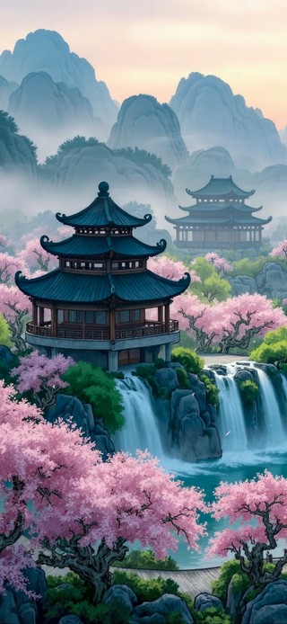 古风樱花仙境