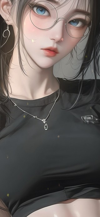 戴眼镜马尾少女