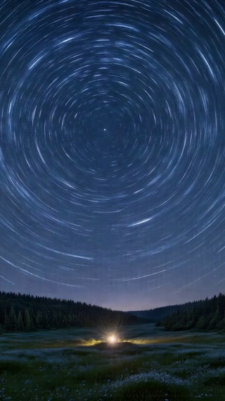森林星轨夜景