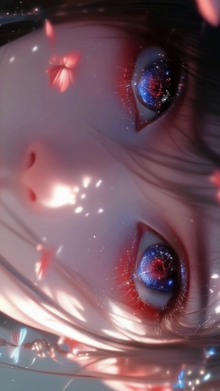 二次元插画少女星辰般的眼睛