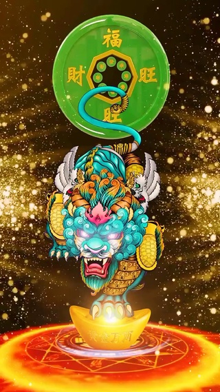 麒麟踏祥云 招财进宝