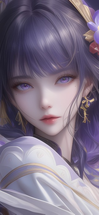 可爱紫色头发美女