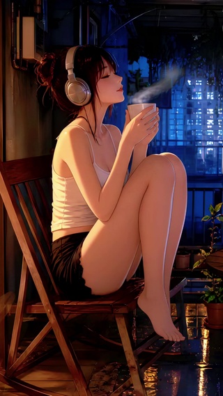 雨夜阳台