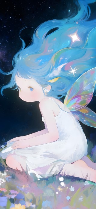 草地上精灵女孩