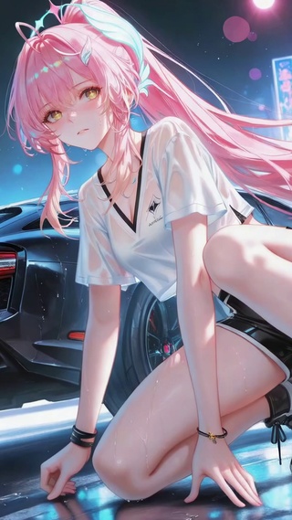 霓虹都市粉发超跑美少女