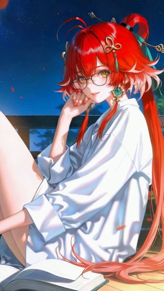 星空夜红发美少女长离