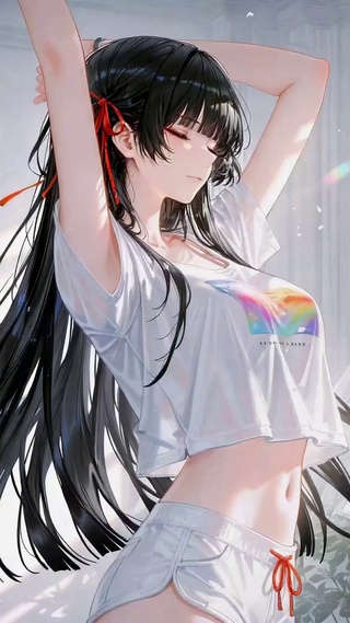 清晨窗边伸懒腰的美少女千咲