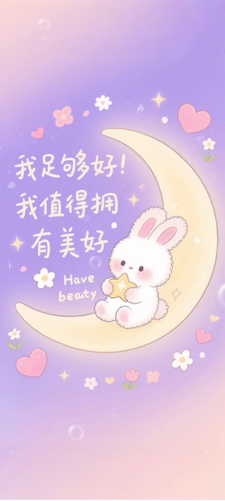 紫色我足够好我值得拥有美好