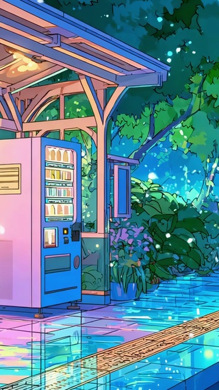 雨夜星灯下站台