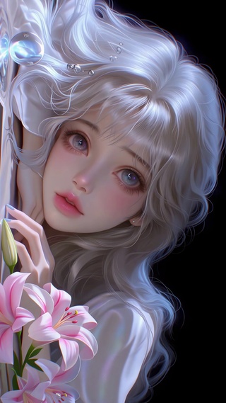 柔光里的百合少女