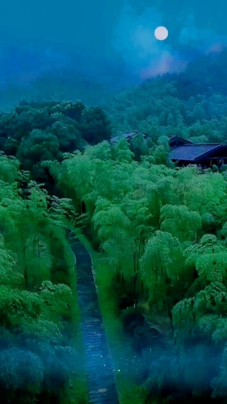 治愈夜晚竹林