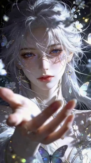 仙气银发白花少女