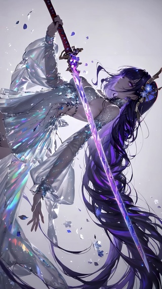 幻彩紫发执剑少女