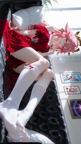 白丝红裙礼服少女-八重神子