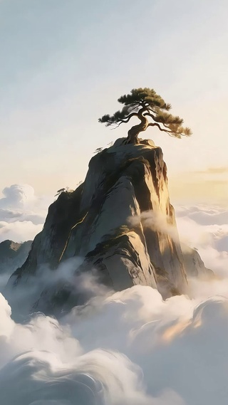 孤峰古松