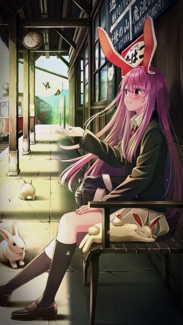 车站候车的少女