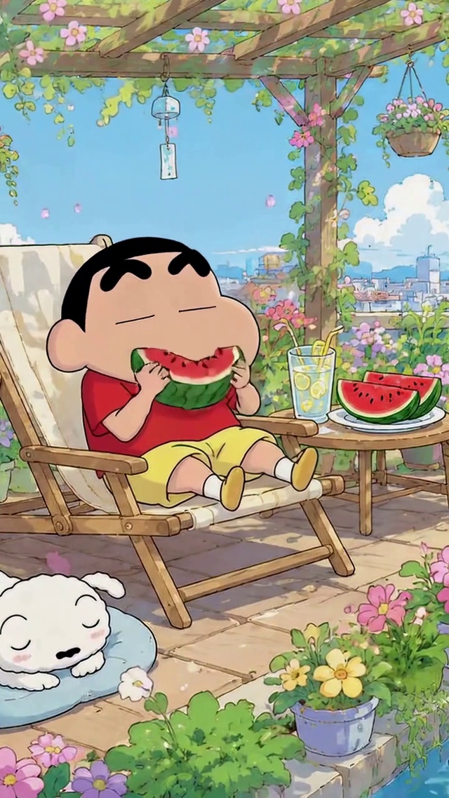 悠闲夏日蜡笔小新庭院日常