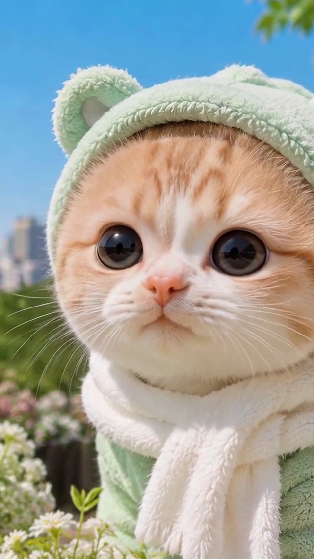 城市露台可爱治愈小橘猫
