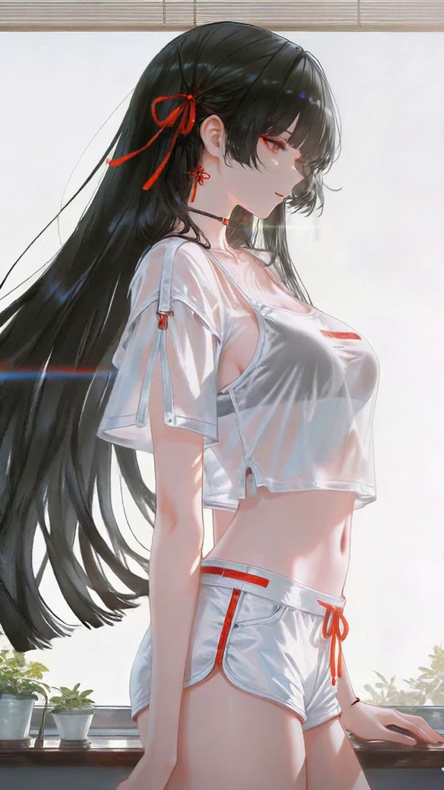 窗边清新长发美少女千咲