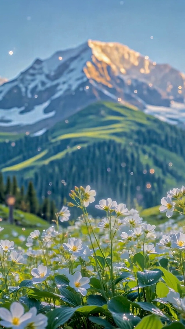 日照金山清新山野花海风景