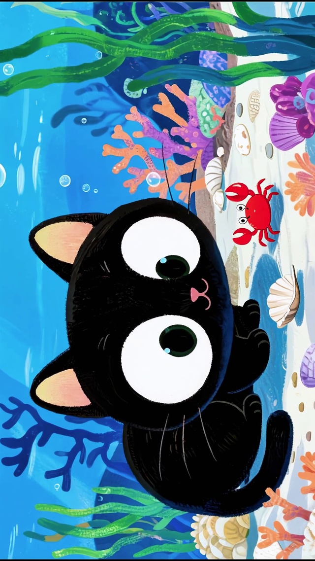 好奇小黑猫