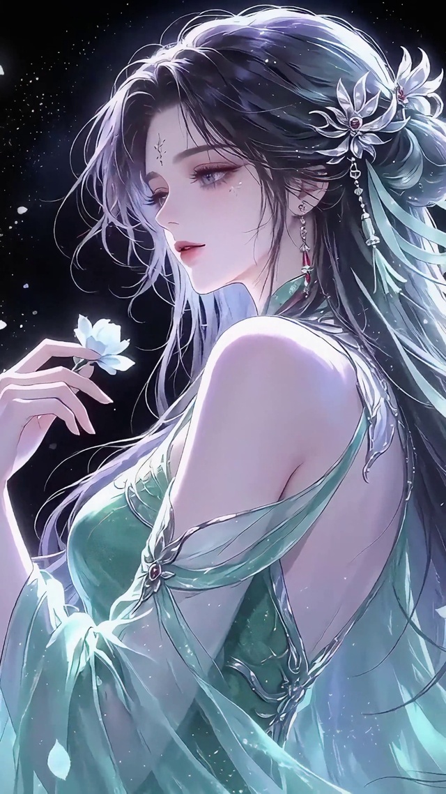 唯美古风森系拈花少女