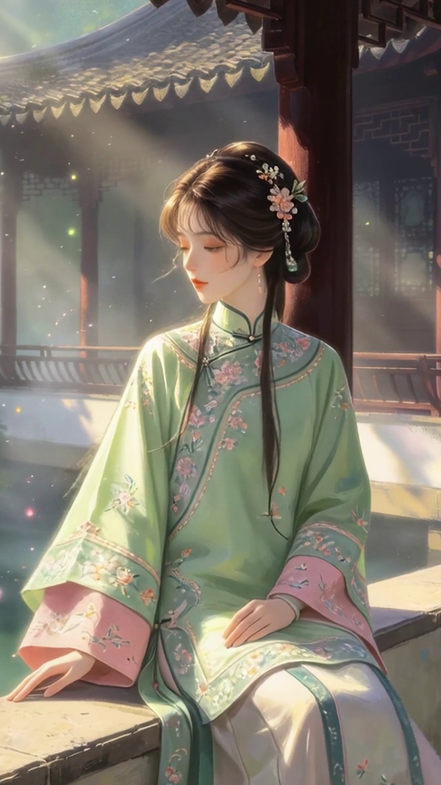 古风庭院美女壁纸