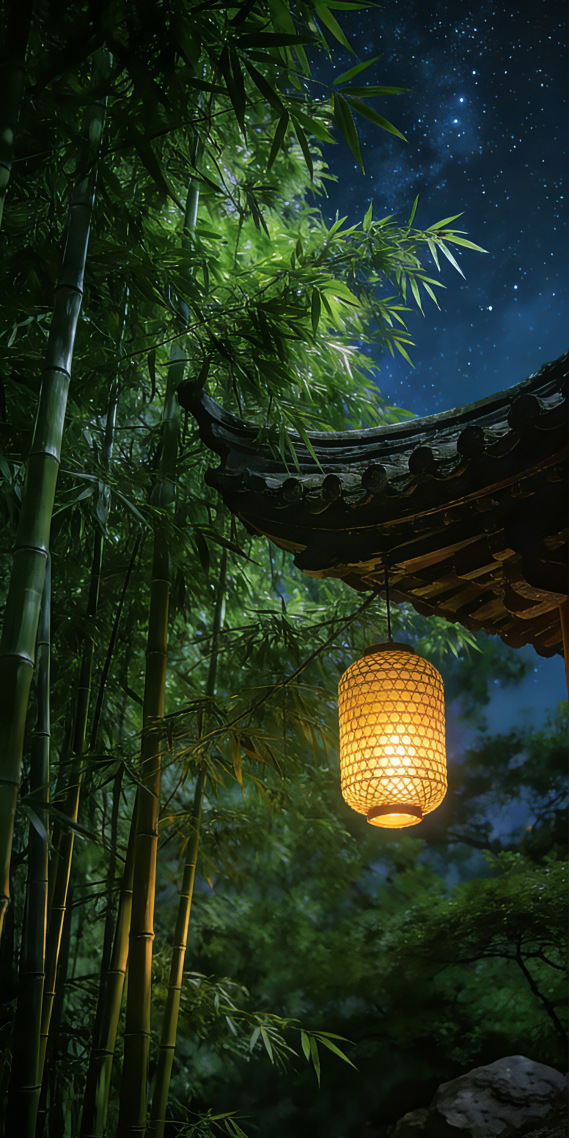 夜间竹林